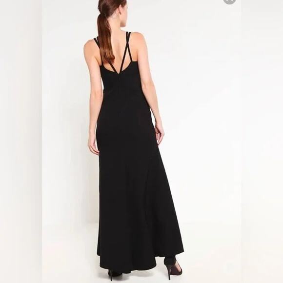 BCBG Max Azria Leola Double Strap Cut Out Black Dress Formal Gown Mermaid Cut 4 - Picture 2 of 8